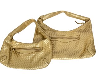 Set Of Gold Weaved Shoulder Bags