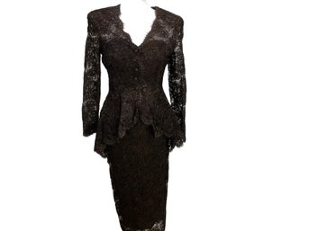 Gorgeous John Anthony Brown Lace Dress With Jacket