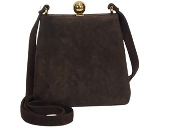 Susan Bennis Warren Edwards Brown Suede Handbag