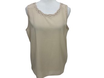 Vintage Beige Silk Blouse Size L New With Tags