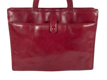 Bottega Veneta Red Leather Shoulder Work Bag With Dual Zippered Pouch