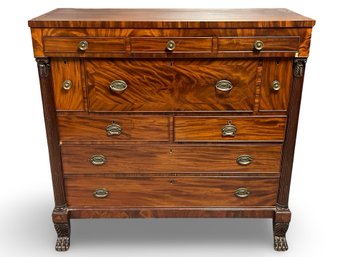 Vintage Flame Mahogany 10 Drawer Dresser With Clawfeet