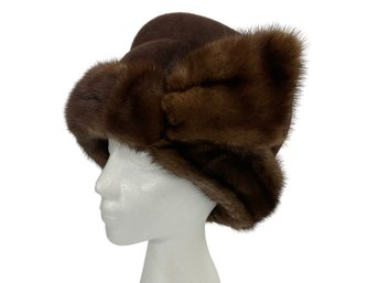 Suzanne Couture Millinery Brown Hat With Mink Trim