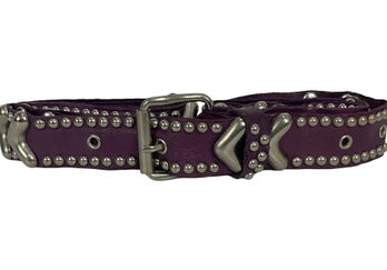 Purple Leather Belt With Silver Rivets