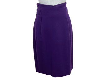 Magaschoni Henri Bendel Purple Wool & Cashmere Skirt Size 14
