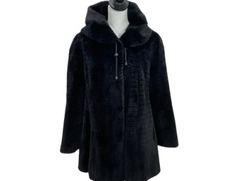 Gorgeous Tsontos Furs Black Fur Jacket With Hood Retail $3000