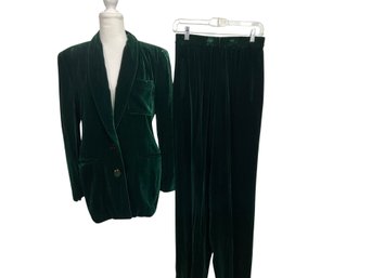 Dana Buchman Emerald Green Velour Jacket & Pants