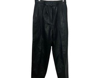 Jean Claude Jitrois Black Leather Pants Size 38