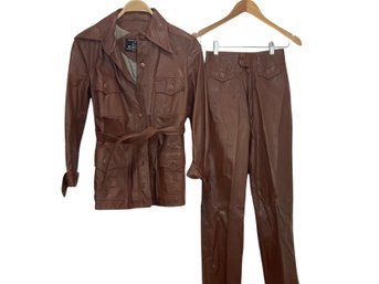 Vintage Arnold Manus Leather Jacket And Pants Suit Size 10
