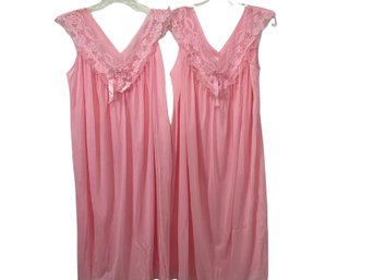 Pair Of Vintage Pink Shift Nightgowns New With Tags