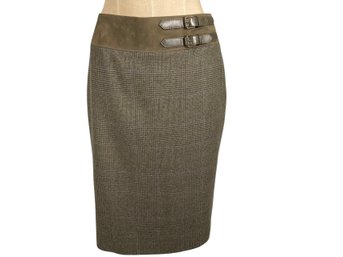 Ralph Lauren Leather And Plaid Two Buckle Skirt - Size 12