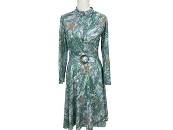 Vintage Green Belted Dress Size 14