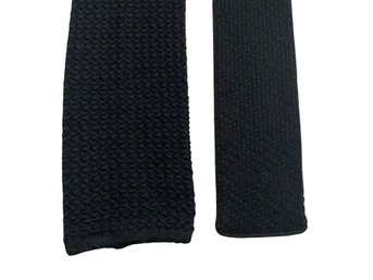 Two Vintage Black Woven Knit Ties