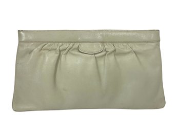 Vintage Beige Leather Clutch Handbag