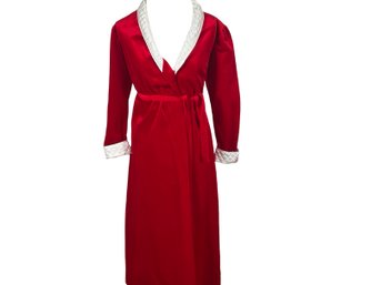 Christian Dior Jeune Fille Red Velvet Belted Childs Robe Size 14