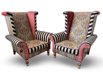 MacKenzie-Childs Lee Wingback Arm Chairs