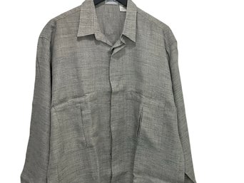 Saks Fifth Avenue Gray Linen Shirt Size L