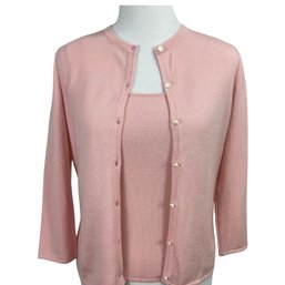 Oscar De La Renta Pink Cashmere & Silk Sweater Set Size S