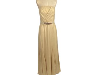 Ralph Lauren Gold Metallic Evening Dress - Size 4 New With Tags