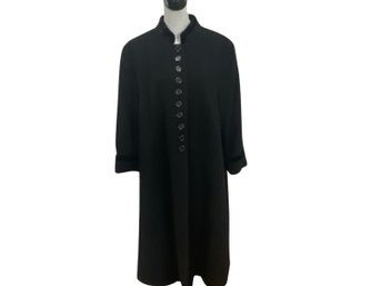 Vintage Harve Benard Black Wool Coat With Velvet Trim Size 18W