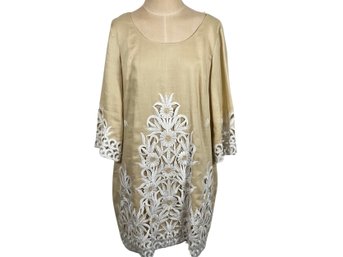 ECI New York Cotton Embroidered Dress - Size 14