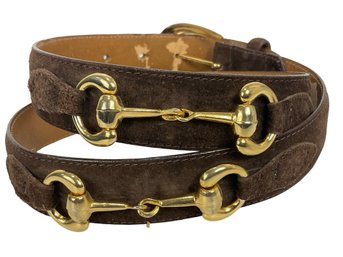 CW Brown Suede Horsebit Belt Size M