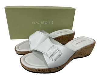 Easy Spirit White Leather Sandals Cork Soles Size 6.5 New In Box