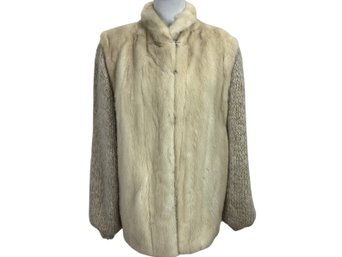 Vintage Fur Jacket With Wool Knit Sleeves Albert Kaufam