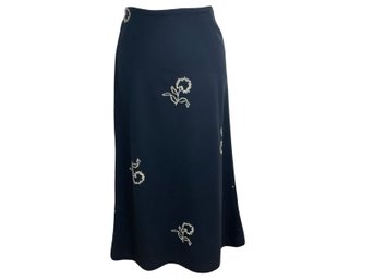 Blue Fleece Embroidered Skirt