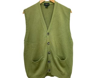 J Crew Green Knit Cotton Sweater Vest Size L