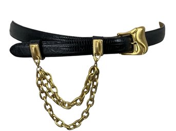 WCM New York Genuine Calfskin Belt With Gold Chain Size L