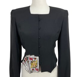 Carolina Herrera Black Jacket With Sequins Queen Playing Cards Size 8