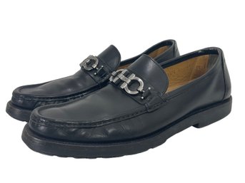 Salvatore Ferragamo Black Leather Loafers Size 8.5