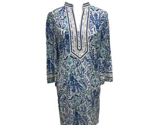 Tory Burch Blue & White Tunic Cotton Dress Size 8