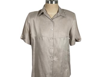 Linen Short Sleeve Button Down Shirt - Size 10