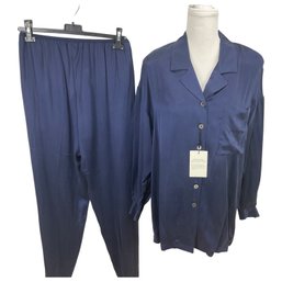 Dana Buchman Navy Blue Silk Sleepwear Size 8 NEW