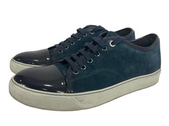 Lanvin Men's Blue Patent & Suede Low Top Sneakers UK 6 US 7