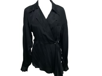 Luciano Soprani Black Silk Blouse Size 42