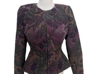 Purple Quilted Sequins Evening Jacket