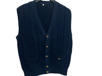 Barclay Navy Blue Cotton Cable Knit Sweater Vest