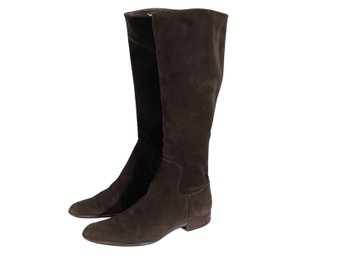 Yanko Brown Suede Zippered Boots