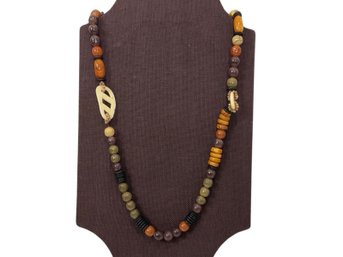 Vintage Long Wood Bead Necklace