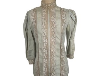 Vintage Lynn Doherty Linen And Lace Blouse - Size S