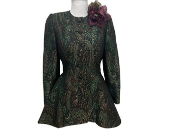 John Anthony Couture Green Paisley Jacket