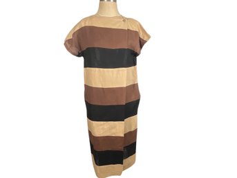 Laura Biagiotti Striped Short Sleeve Linen Dress - Size 38