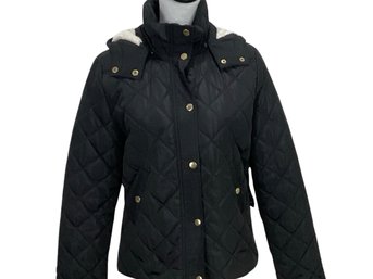 Love Tree Black Quilted Jacket With Hood