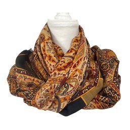 Large Paisley Wool & Silk Blend Scarf Wrap Made In Italy