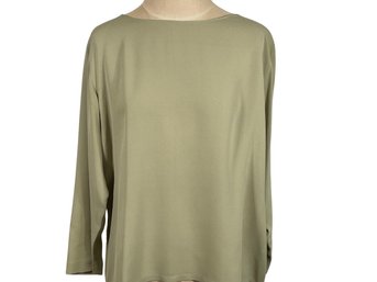 Tahari Beige Silk Long Sleeve Blouse - Size 12