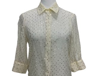 Olmar And Mirta Sheer Sequins Silk  Blouse Size 10