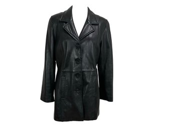 Jones New York Black Leather Jacket Size L
